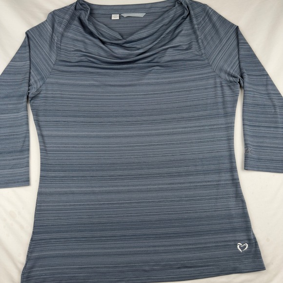 Cutter & Buck Tops - Cutter & Buck CB DryTec Blue Space Dye Cowl Neck 3/4 Sleeve Top Womens Large